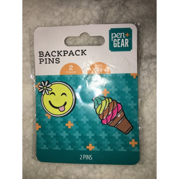 Pen+Gear Backpack Pins, Smile & Ice Cream, 2 Count - Picture 1 of 2